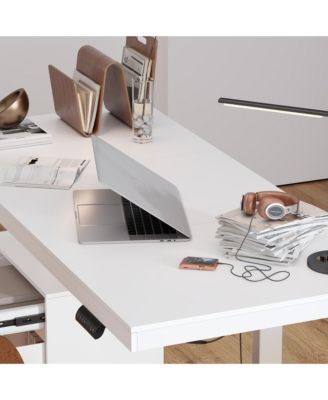 L-Shaped 70.9 in. W Adjustable Height Desk Ergonomic Stand-up Desk White Home Office Sit with Memory Preset Controller