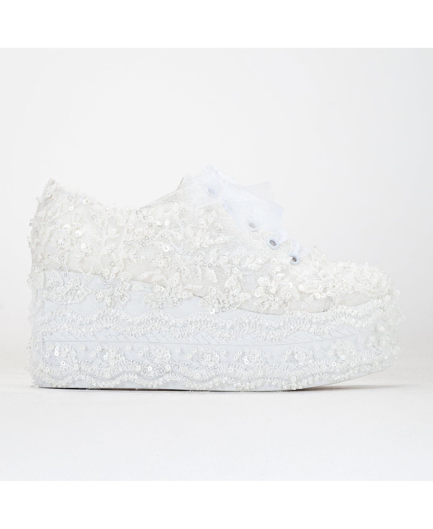 Женские кроссовки Forever & Always Shoes Florette Lace Bridal Platform, цвет: Слоновая кость — фото 1