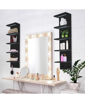 5 Tier Wall Mounted Floating Shelf Unit with LED Lights - Home Decor and Storage Organizer