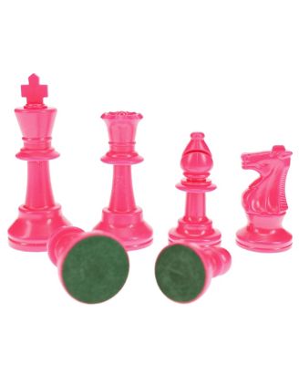 Color Bright Plastic Staunton Tournament Chess Pieces with 3.75 in. King - Half Chess Set of Chess Pieces Only, Pink
