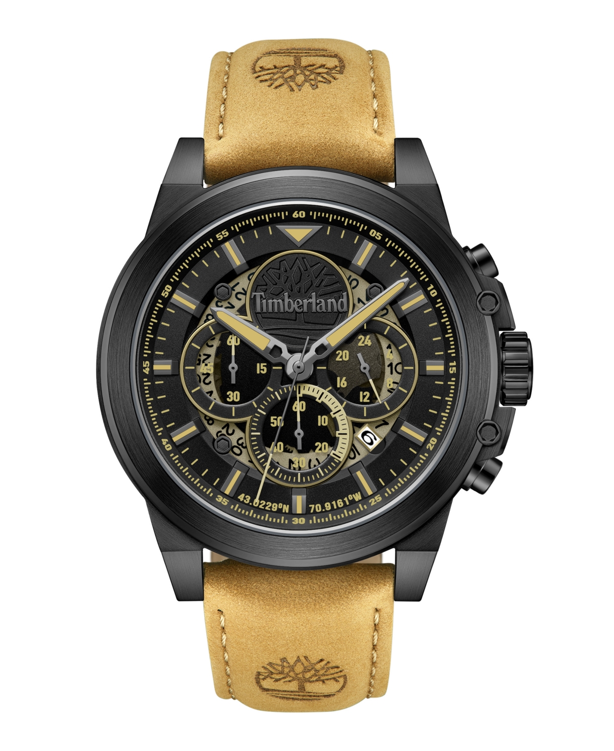 Timberland Men's Dress Sport Tan Genuine Leather Watch, 46mm In Tan