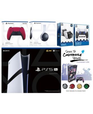 Playstation 5 Pro Bundle with Pulse Headset, Extra Controller, FPS Grip Kit, Dual Charge Dock and MightySkins Decal Voucher Plus 2 Year CPS Extended Warranty