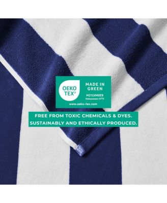 100% Cotton Velour Cabana Stripe Beach Towel, 4 Pack 30" x 60"