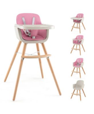 3-in-1 Convertible Wooden High Chair with Cushion