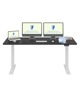 E7-COMMERCIAL 72  W Electric Adjustable Standing Desk, Rectangular Chipboard Top, White Base