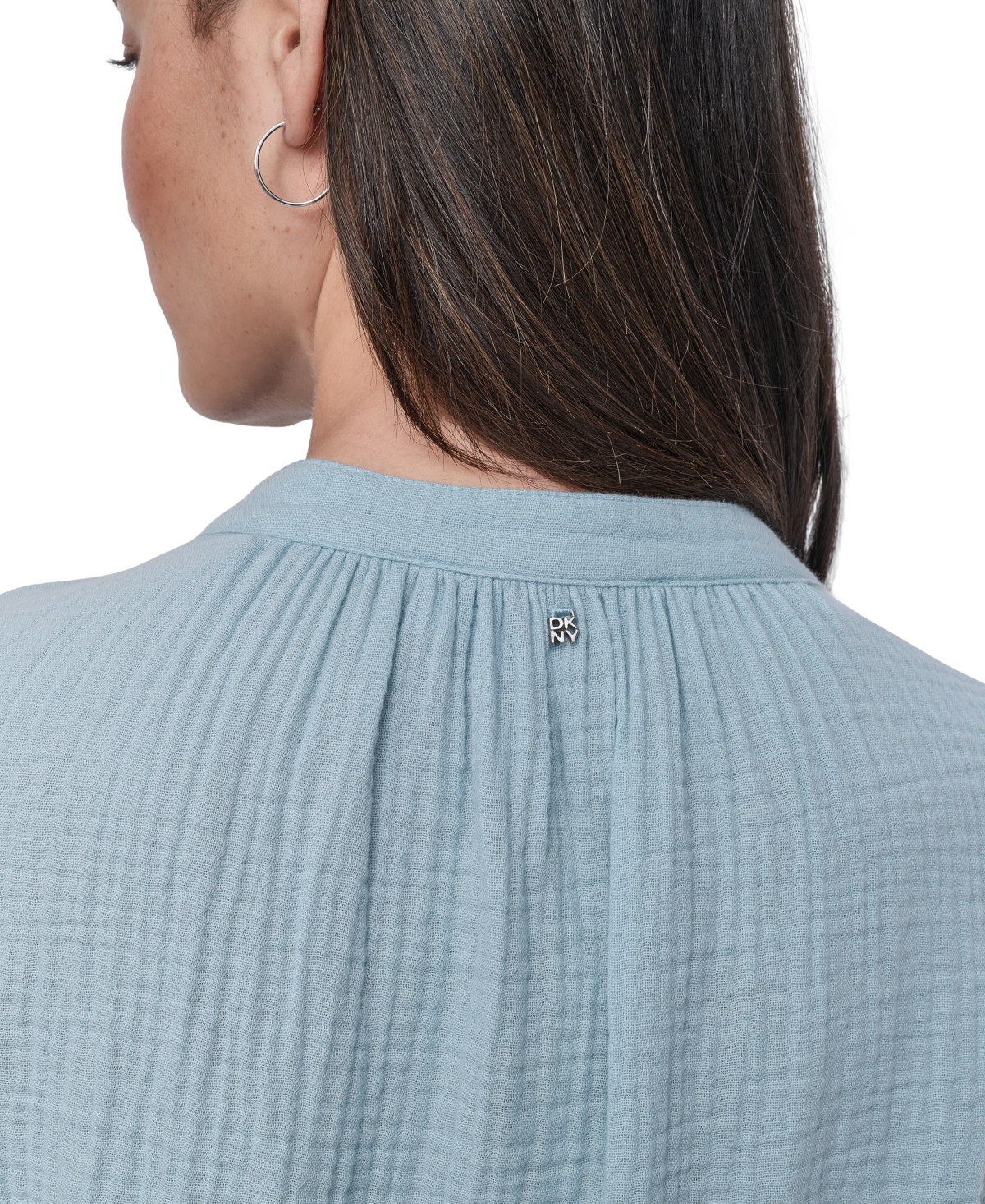 Shop Dkny Jeans Women's Sleeveless Double-crepe Gauze Crop Top In Mn1 - Mineral