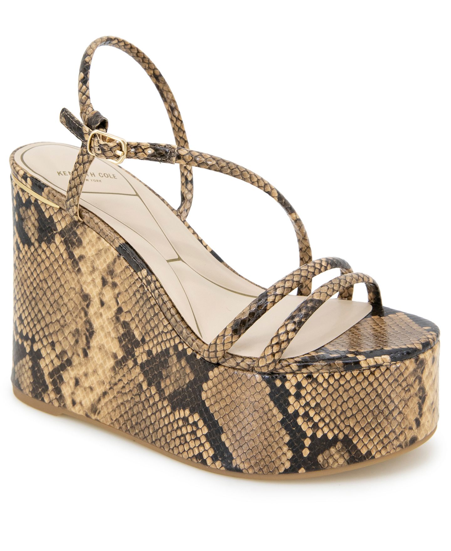 Женские сандалии Kenneth Cole New York Tatiana Platform Wedge, цвет: Песочный змеиный — фото 1