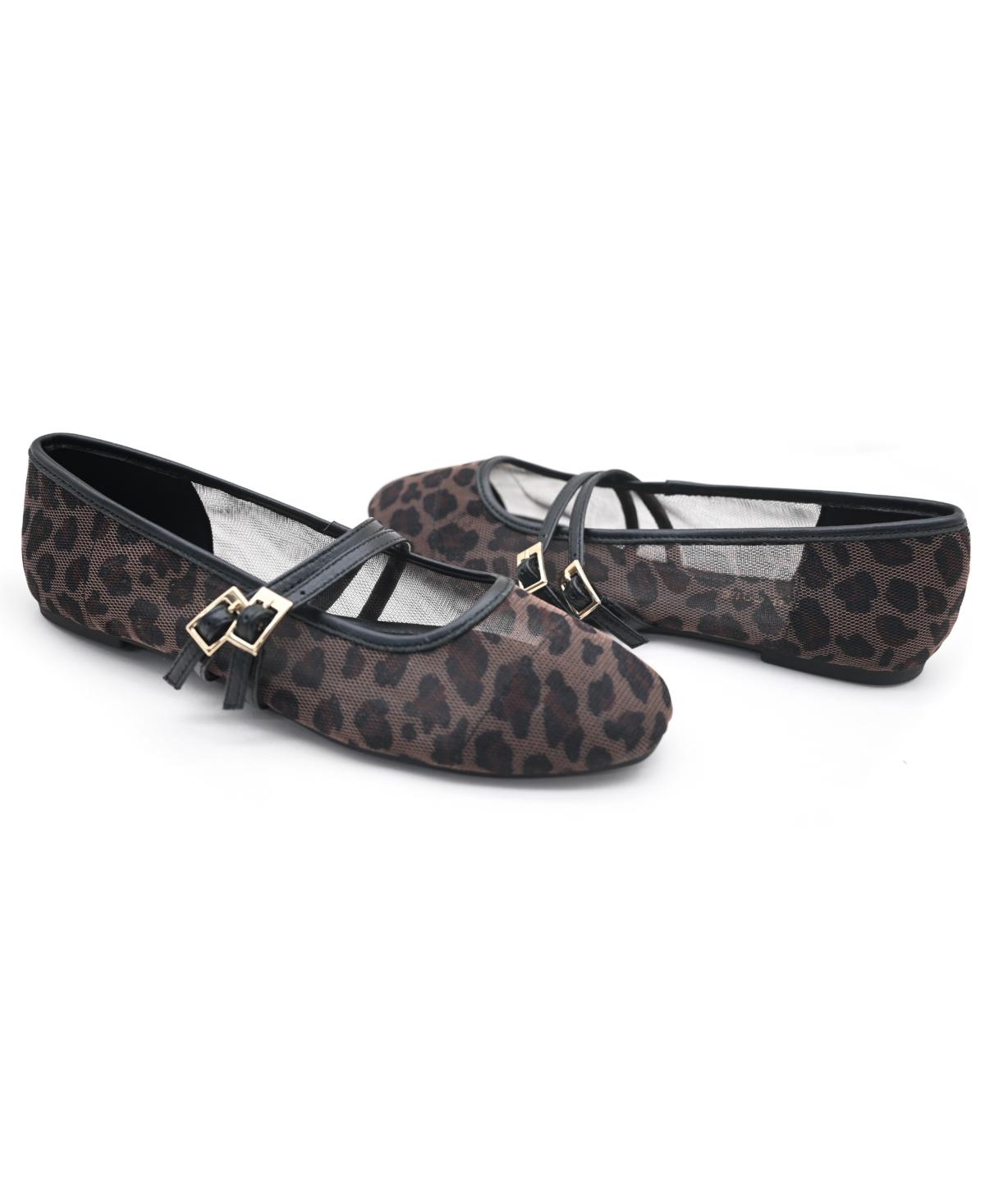 Kenneth Cole New York Women's Mackenzie Mary Jane Ballet Flats In Leopard Mesh