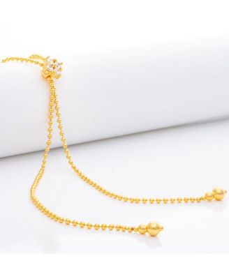 Beaded Chain Lariat Necklace with CZ Accent