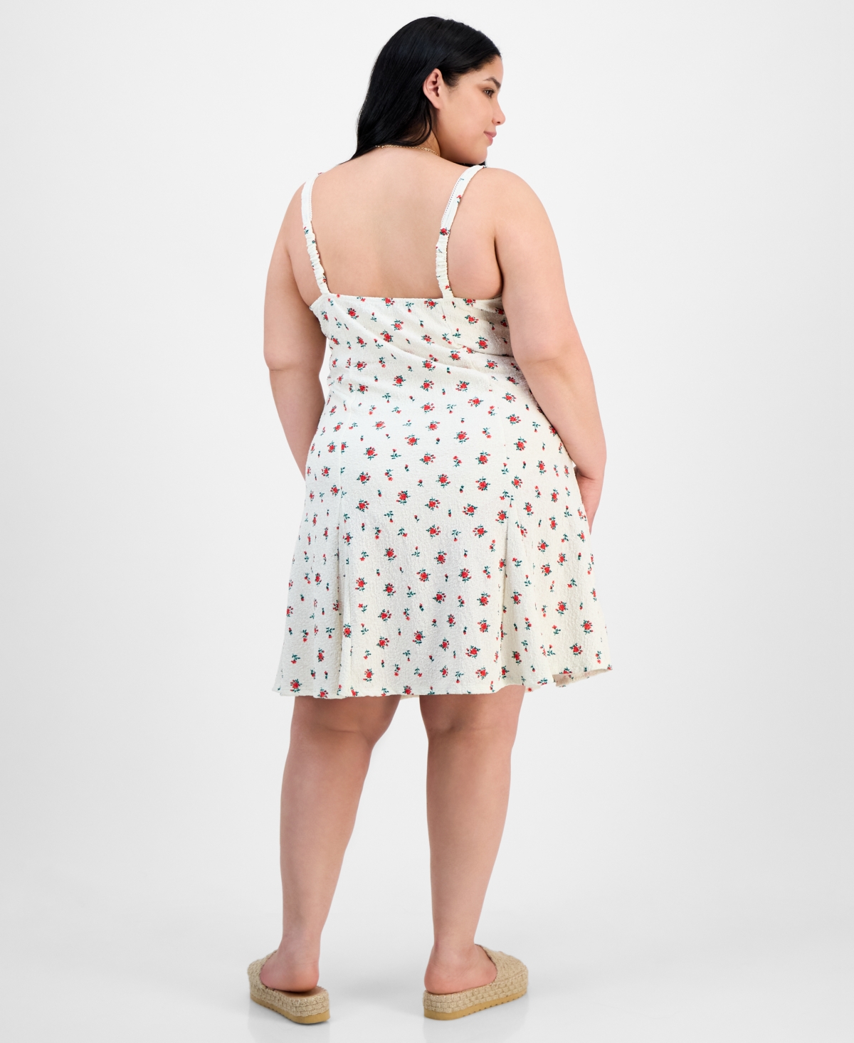 ABSOLUTELY FAMOUS TRENDY PLUS SIZE FLORAL PUCKER FIT & FLARE DRESS 