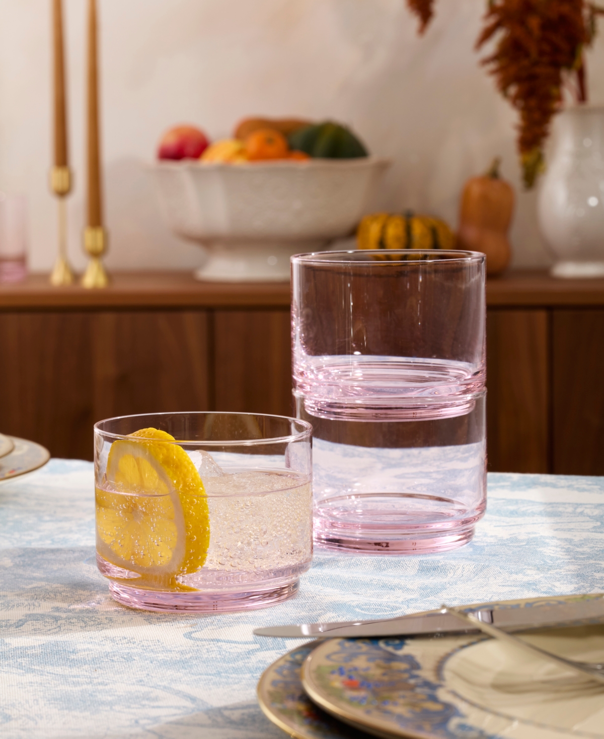 Lenox Tuscany Classics Stackable Short Glasses, Set Of 4 In Pink