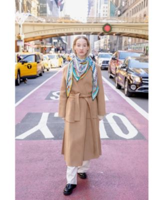 Double Sided Wool Silk Triangle Scarf Of Shapes Reconstruction