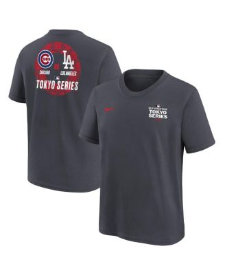 Nike - Big Boys and Girls Anthracite Los Angeles Dodgers vs. Chicago Cubs 2025 MLB World Tour: Tokyo Series Matchup T-Shirt