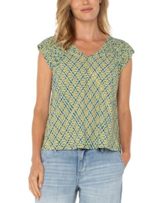 Liverpool Los Angeles Womens Short Sleeve Dolman Tie Back Knit Top Xs 3x In Multi