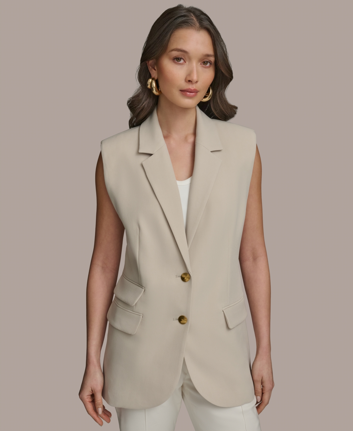 Donna Karan New York Two-button Vest In Tuscan Grey