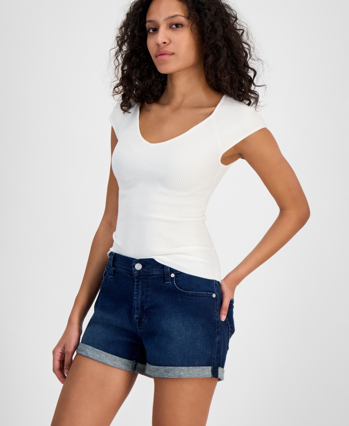 7 For All Mankind Women's Mid-rise Cuffed Denim Shorts In Kaia