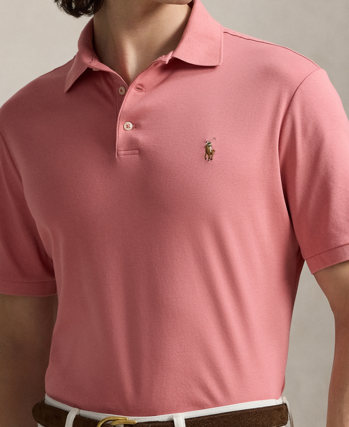 Polo Ralph Lauren Player Logo Slim Fit Pique Polo In Washed Red In Pink