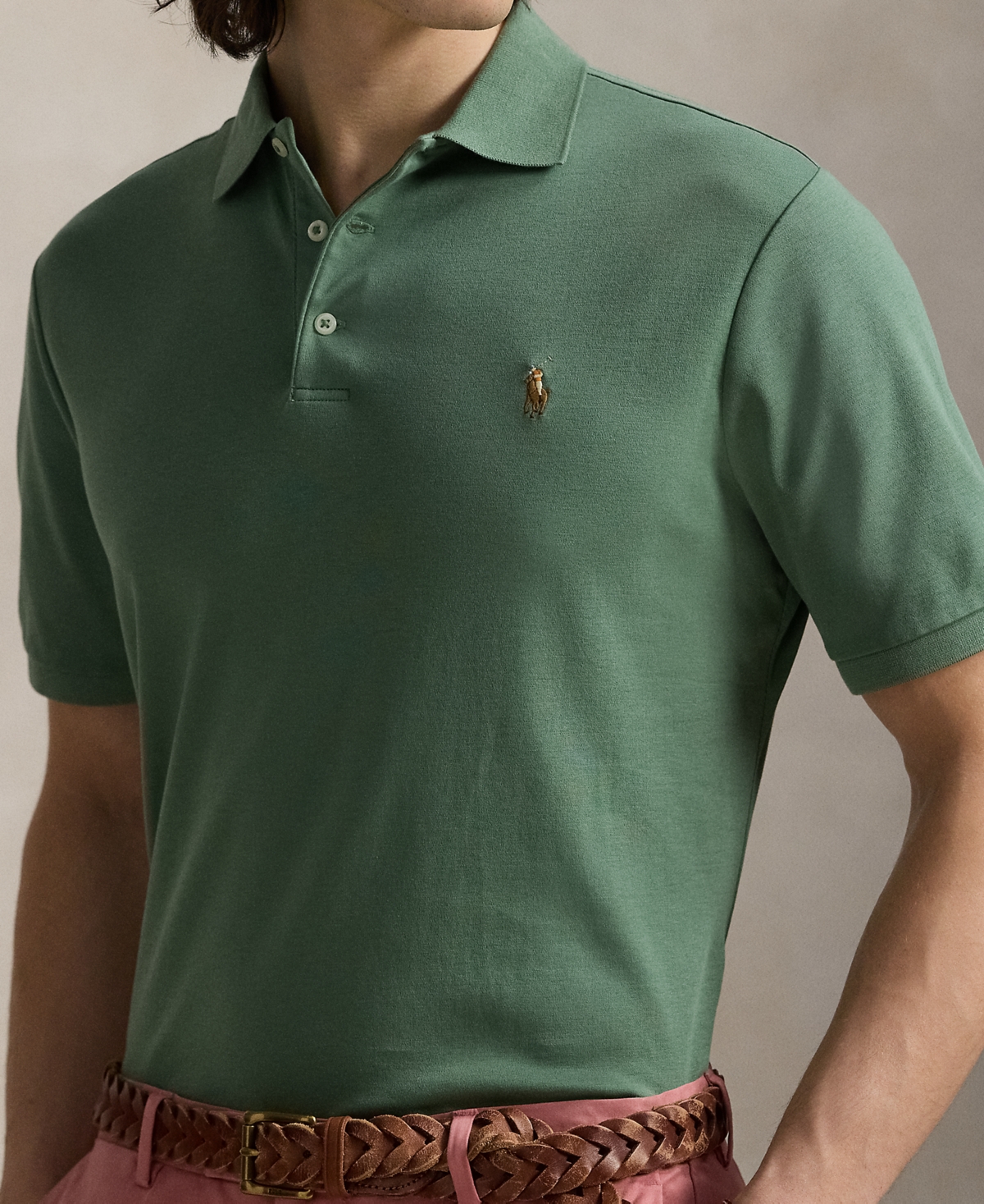 Polo Ralph Lauren Custom Slim Fit Mesh Polo Shirt In Green
