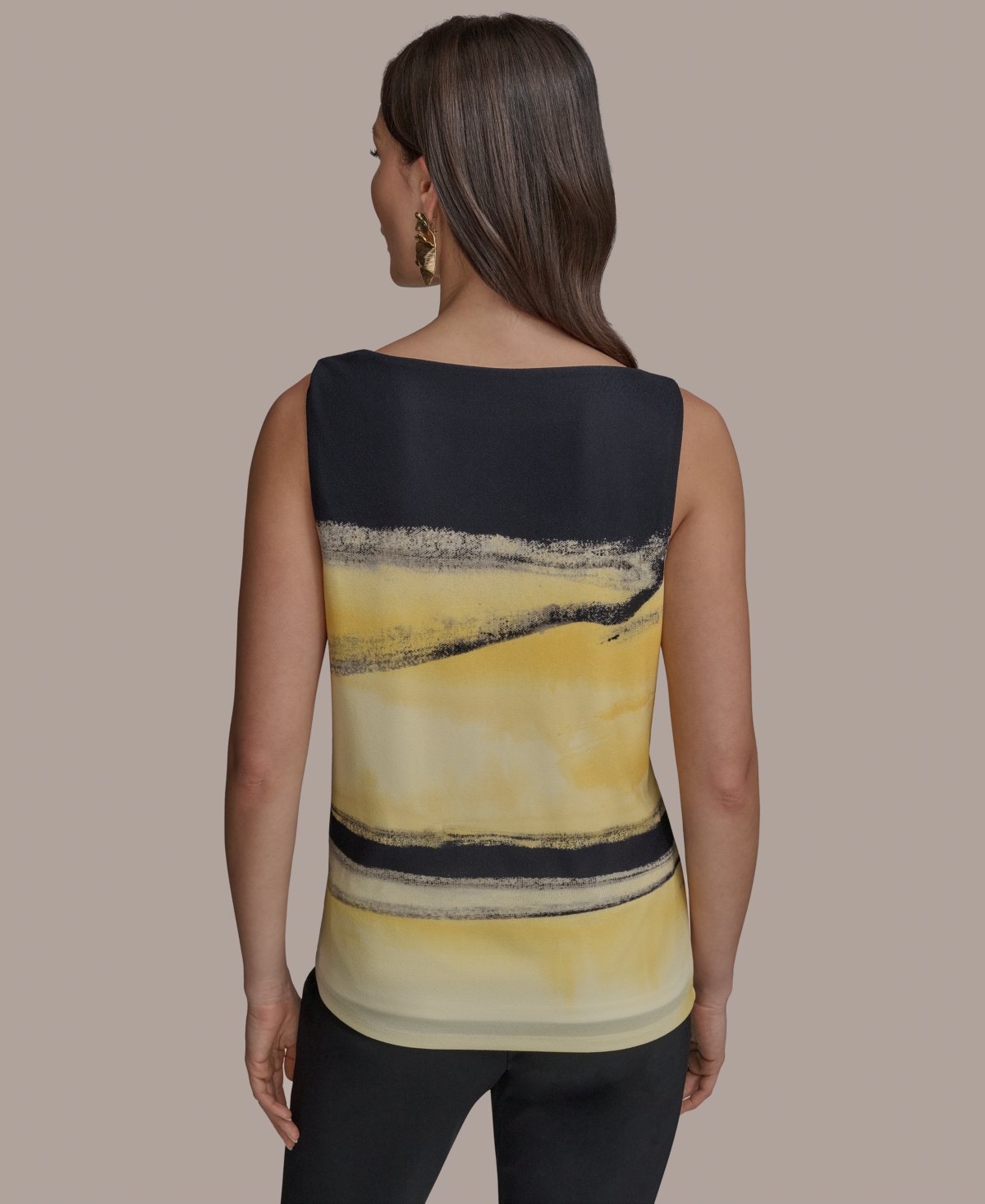 Donna Karan New York Abstract Print Sleeveless Top In Limoncello Multi