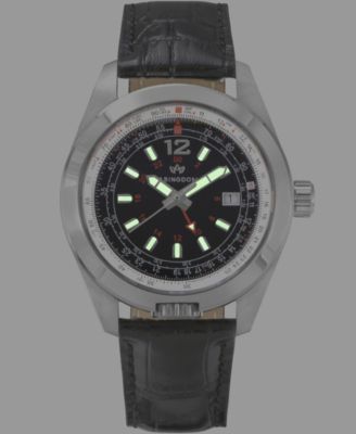 Women's Amelia Swiss GMT Black Leather Strap Watch 40mm