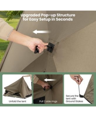 6-Sided Pop-up Family Tent with Rainfly, Skylight, 3 Doors, 3 Windows