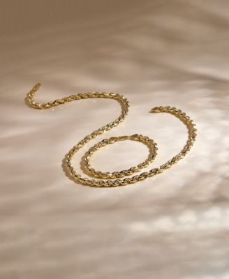 Lightweight Rope Chain Necklace (5.5mm) in 10k Yellow Gold, 22"