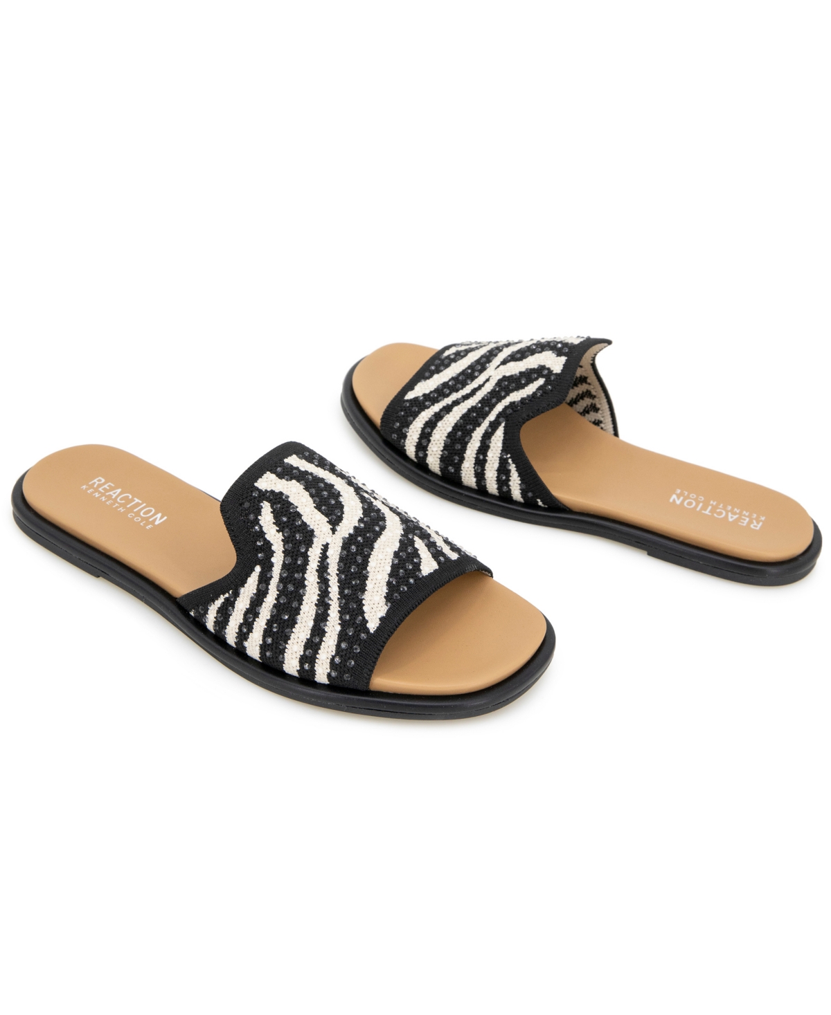 Kenneth Cole Reaction Women's Warmth Slide Flat Sandals In Zebra Knit