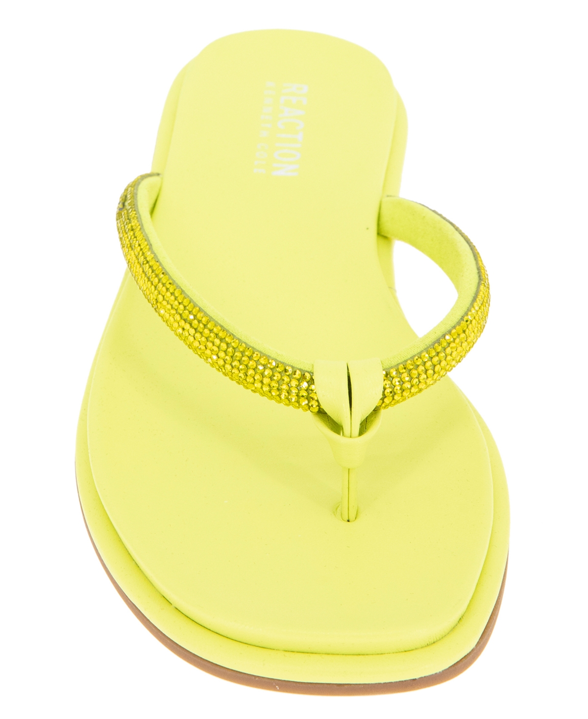 Kenneth Cole Reaction Women's Wynwood Crystal Strap Flat Sandals In Limeade