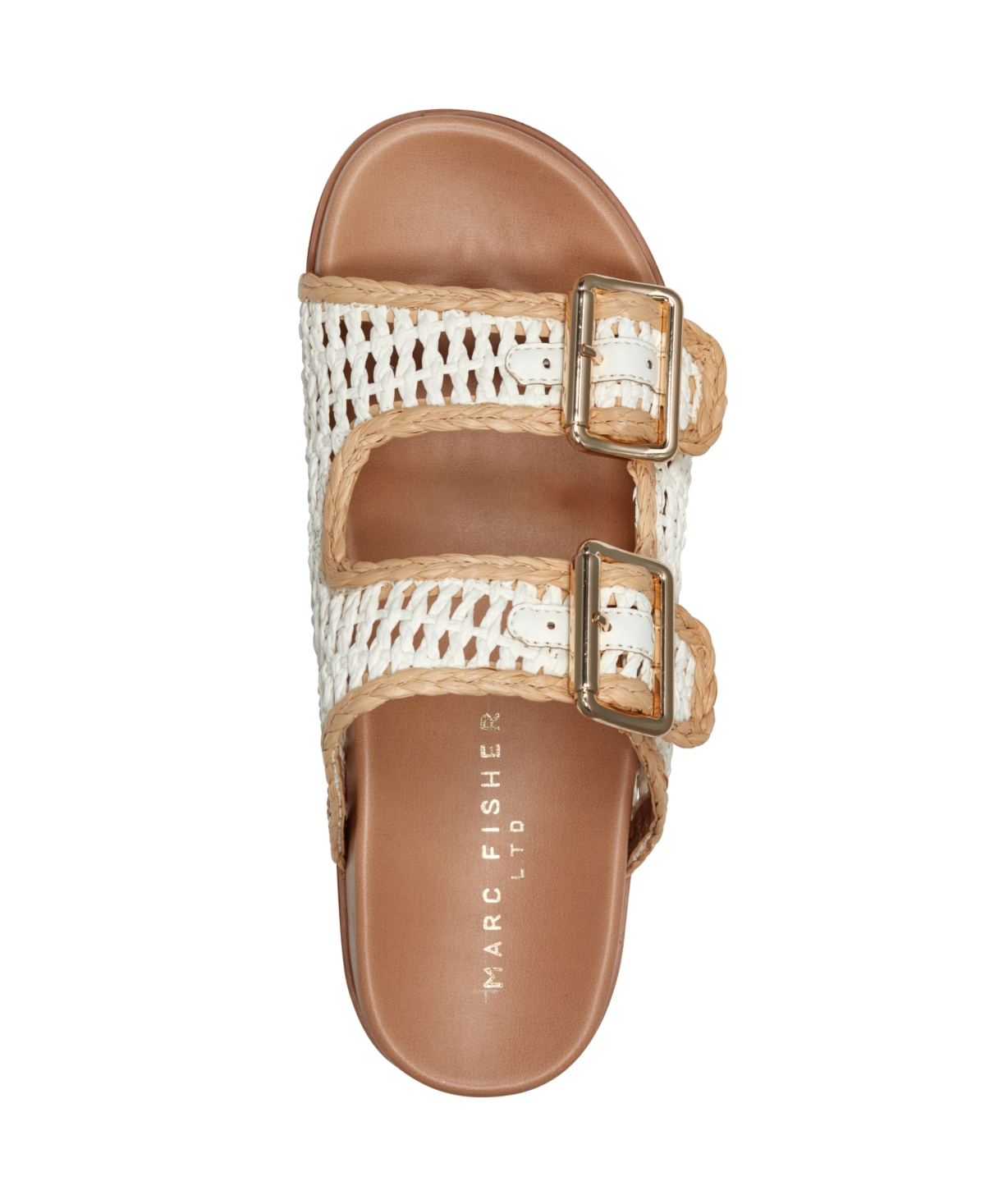 Marc Fisher Ltd Raffia Dual-buckle Sporty Sandals In Cream,natural