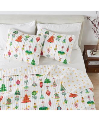 Festive Holiday Reversible Microfiber Quilt Set with Shams