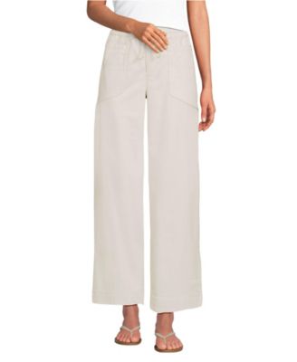 Women's Herringbone Chino High Rise Relaxed Straight Drawstring Ankle Pants