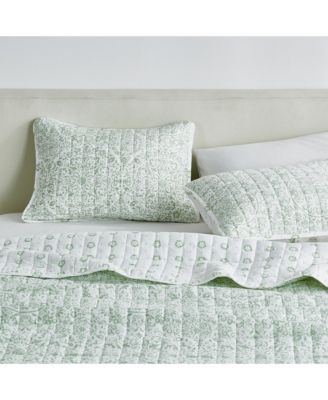 Floral Printed Reversible Stitched Quilt Set with Shams