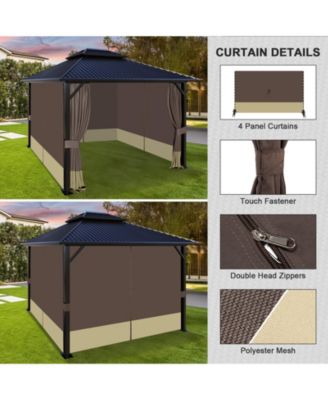 10' x 13' Gazebo Curtain Set Protecting Privacy Side Walls 4 Panels, Curtain Only