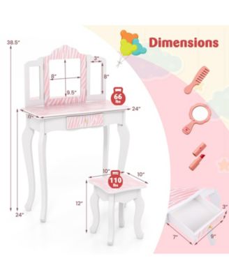 Kids Vanity Set with Drawer and 3 Makeup Accessories