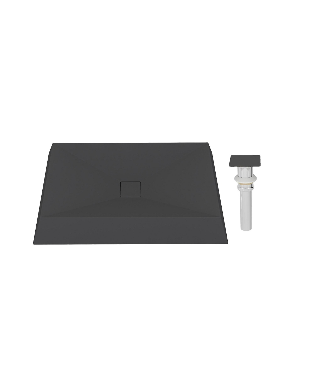27.5x18.5 Inch Rectangular Cement Art Basin with X Drainage Lines and Matching Color Drain - Taupe clay