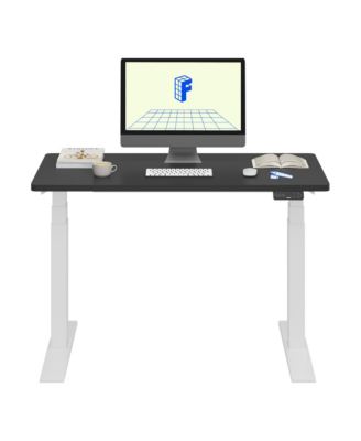 E7-COMMERCIAL 48  W Electric Adjustable Standing Desk, Rectangular Chipboard Top, White Base