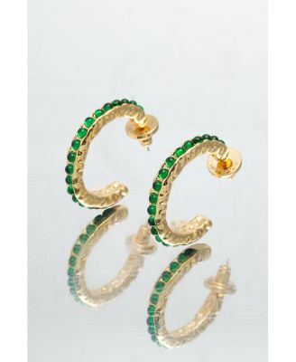 Serena Molten Gemstone Hoop Earrings - Goldgreen 125$