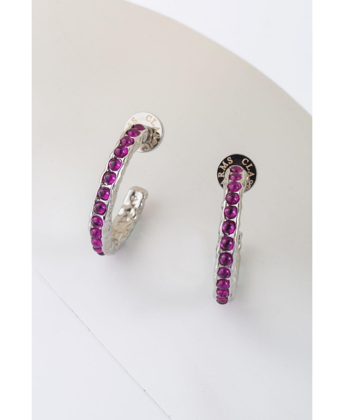 Serena Molten Gemstone Hoop Earrings - Silver/pink
