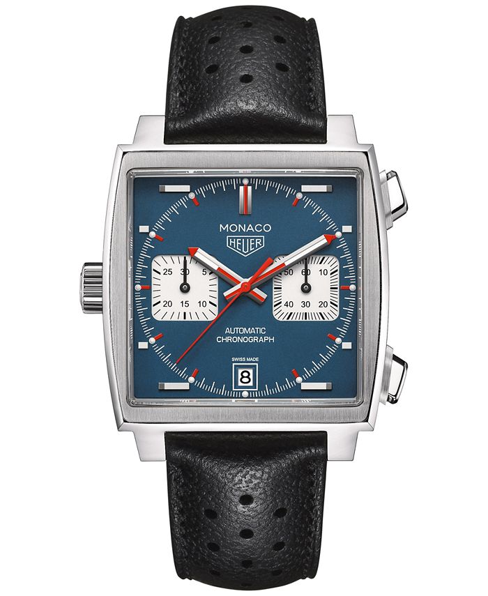 TAG Heuer Monaco Calibre 12 in stainless steel featuring a blue b