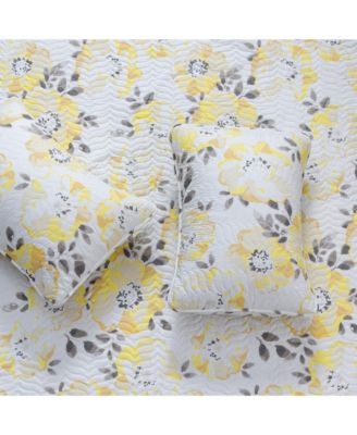 Watercolor Flowers Microfiber Quilt and Sham Set