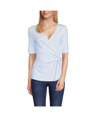 Women's Elbow Sleeve Lightweight Jersey Side Tie Blouse