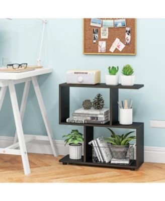 24 Inch 3-Tier Geometric Bookshelf with Thick Foot Pads