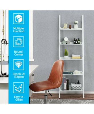 5-Tier Wall-leaning Ladder Shelf Display Rack for Plants and Books