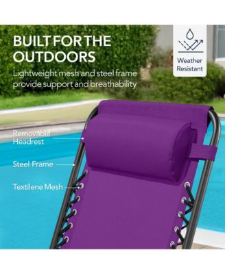 Folding Outdoor Zero Gravity Rocking Lounge Chair w/ Headrest Pillow