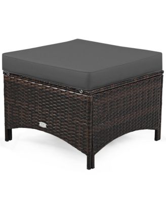 5 Piece Outdoor Patio Rattan Conversation Sofa Furniture Set w/ Cushions