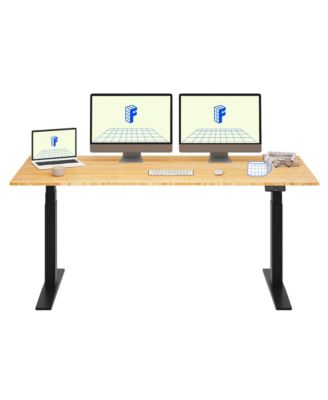 E7-COMMERCIAL 72  W Electric Adjustable Standing Desk, Bamboo Top, Black Base