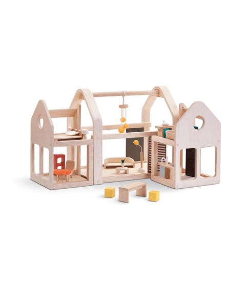 Деревянный кукольный домик PlanToys Slide N Go, 3 секции, 20 предметов, от 3 лет