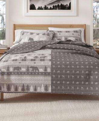 Rustic Woodland Reversible Microfiber Quilt Set with Shams
