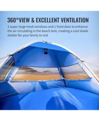 Beach Tent Sun Shelter for 3 Person, Beach Canopy Sun Protection UPF 50+, Easy Setup & Lightweight & Portable Cabana Tent Sun Shade for Baby Toddler Kid Adult
