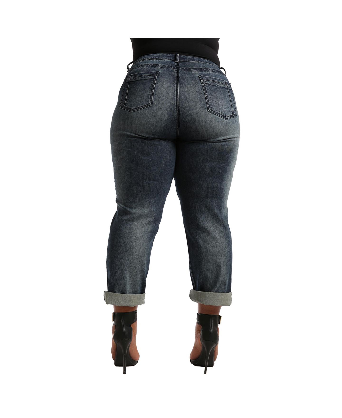 Женские джинсы Poetic Justice Plus Size Curvy-Fit Rolled Cuff Boyfriend, цвет: Синий — фото 2